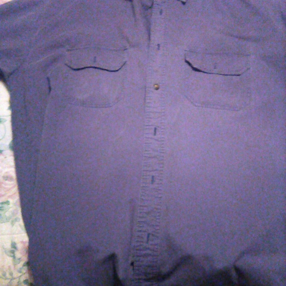 Cotton Works Blue All Cotton S/S Shirt, Two Flap pockets, Large